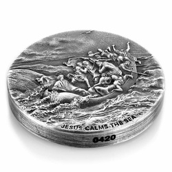 Niue: Biblical - Jesus Calms The Sea 2 oz Silber 2017 Proof Antiqued Coin 