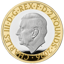 Monedă din argint HMS Beagle 2 lire aurită 2026 Proof Piedfort