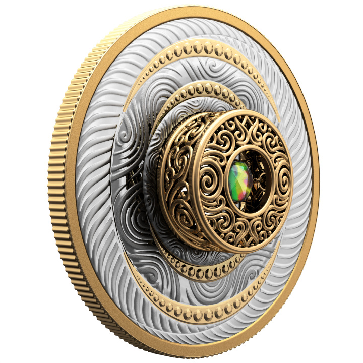 Canada: Dancing Ammolite - Elements of Nature “Air” placcata in oro $20 Argento 2024 Proof
