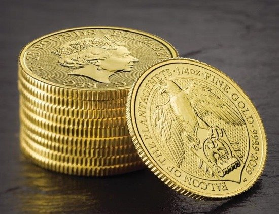 Bestias de la Reina: Halcón Plantagenet 1/4 onza Oro 2019