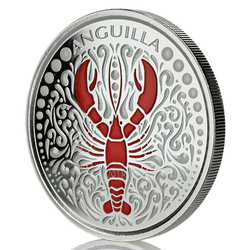 Anguilla: Lobster colorato 1 oncia d'argento 2018 Proof