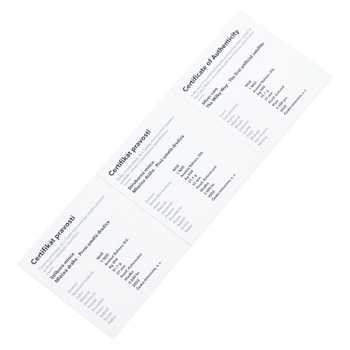 Niue: The Milky Way - The First Artificial Satellite kolorowany $1 Srebro 2022 Proof