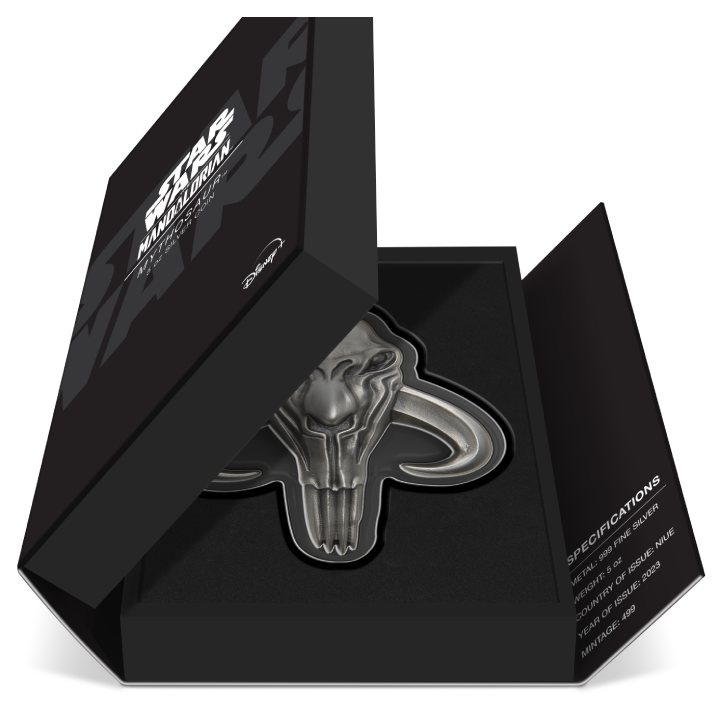 Niue: Star Wars The Mandalorian - Mythosaur 5 oz Silver 2023 Antiqued Shaped Coin