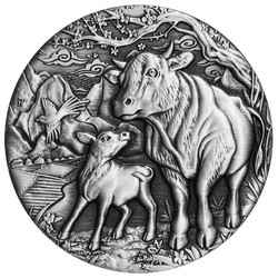 Lunar III : Année du Buffle 2 onces d'argent 2021 Antique Finish