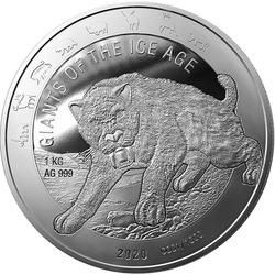 Ghana: Giants of the Ice Age - Tygrys Szablozębny 1000 gramów Srebra 2020