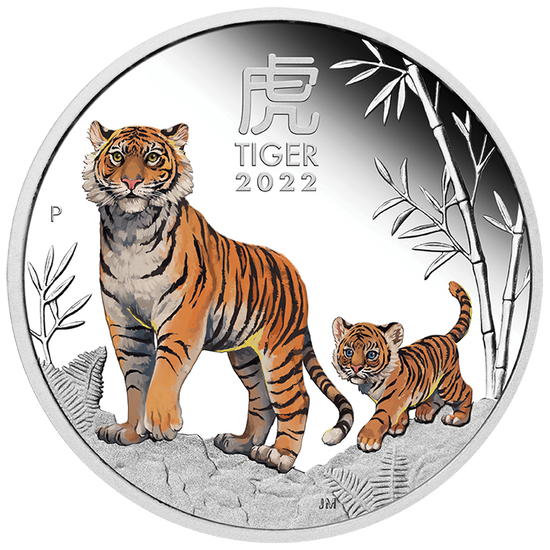 Lunar III: Rok Tygrysa kolorowany 1 uncja Srebra 2022 Proof