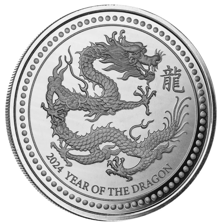 Samoa: Year of the Dragon 1 oz Silver 2024 Black Rhodium (coin in the card)