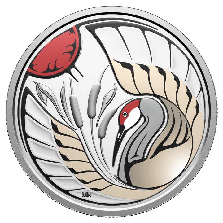 Srebrna Moneta Canada: Clan Animals - Sandhill Crane kolorowany $15 Srebro 2026 Proof