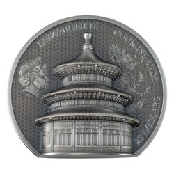  Cook Islands: Beijing – Temple of Heaven 5 oz Silber 2023 Ultra High Relief Antiqued Coin