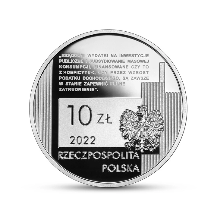 Marii Economiști Polonezi: Michał Kalecki 10 lei Argint 2022 Proof