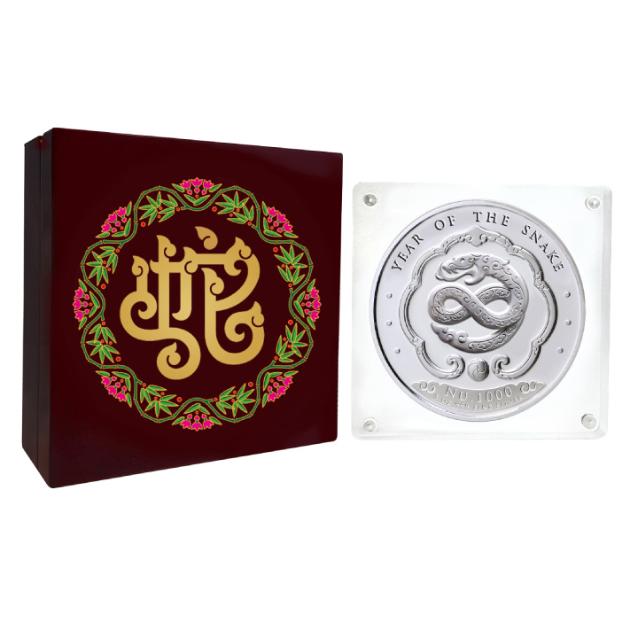 Bhutan: Lunar Year of the Snake coloured 5 oz Silber 2025 Proof