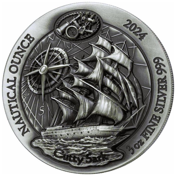 Rwanda: Nautical Ounce - Cutty Sark 3 oz Silver 2024 Antique Finish