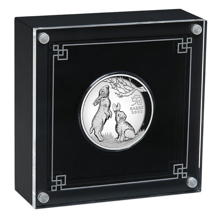 Casa de la Moneda de Perth: Lunar III - Año del Conejo 1 oz Plata 2023 Proof Alto Relieve