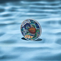 Monedă din argint The Perth Mint: Turtle Yaunati colorată 2 uncii de argint 2026 Antiqued