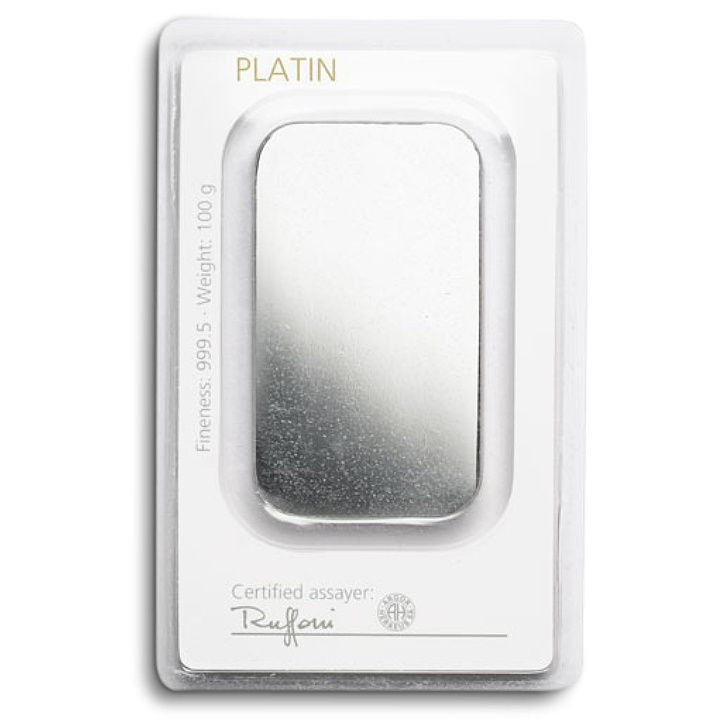 Lingotto Degussa 100 grammi di platino