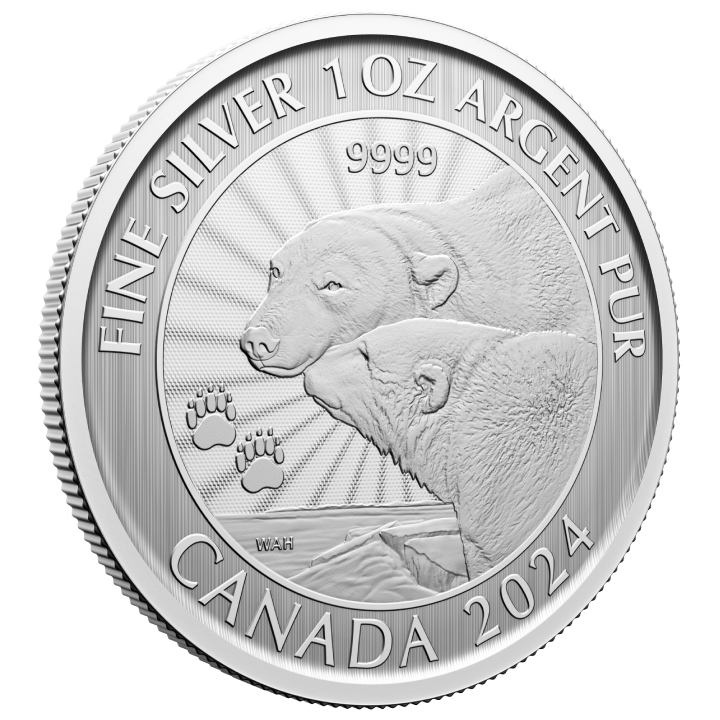 Canada: The Majestic Polar Bear 1 oz Silber 2024 Coin (in the card)