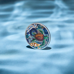 Monedă din argint The Perth Mint: Turtle Yaunati colorată 2 uncii de argint 2026 Antiqued