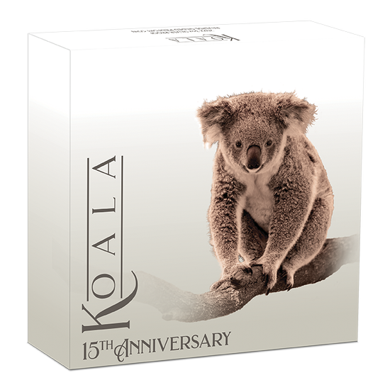 Koala pozlacená 15. výročí 3 unce stříbra 2022 Proof