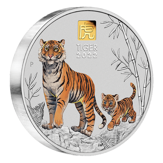Lunar III: Rok Tygrysa 1000 gramów Srebra 2022 Gold Privy Mark