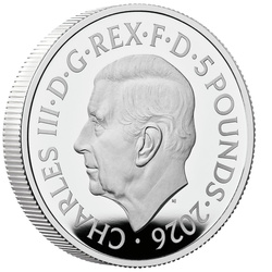 Ritratti della regina Elisabetta II - Effigie di Mary Gillick £5 Argento 2026 Proof Piedfort