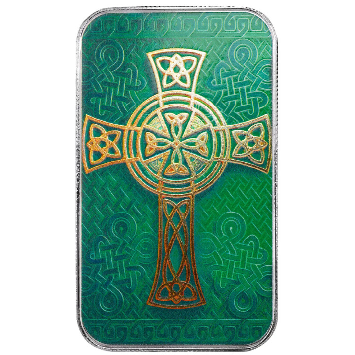 Scottsdale Mint St. Patrick's Day - Celtic Cross coloured 1 oz Silver Bar 2025