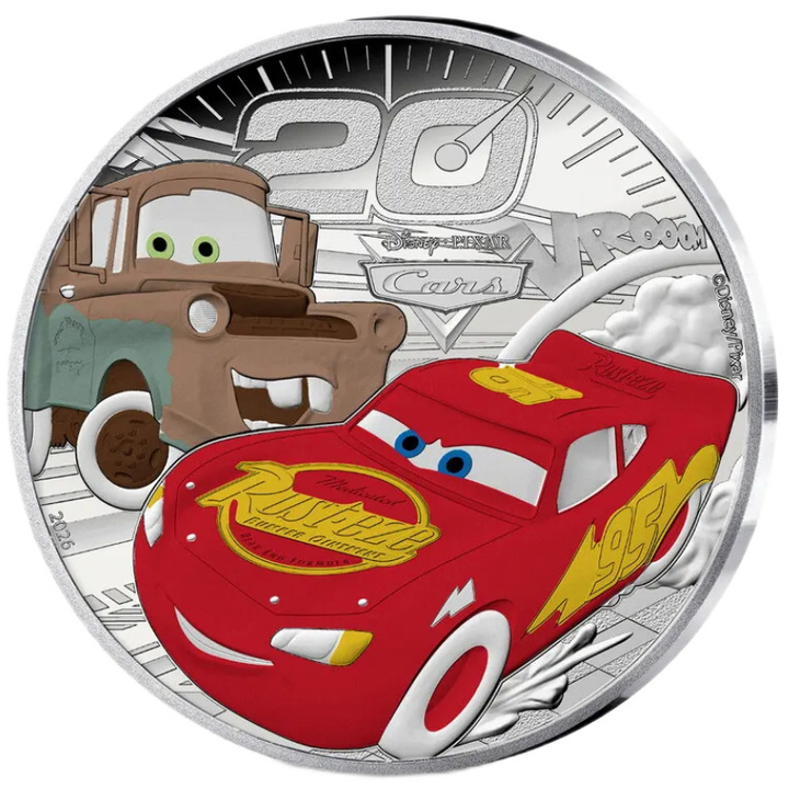 Moneda de Plata Disney - Cars coloreada 10 Euro 2026 Proof