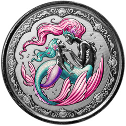 Samoa: Mermaid Mother & Daughter kolorowane 1 uncja Srebra 2023 Proof