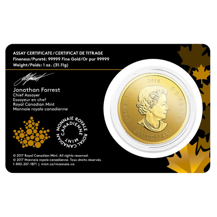 Moneda de oro Águila dorada canadiense 1 onza de oro 2018