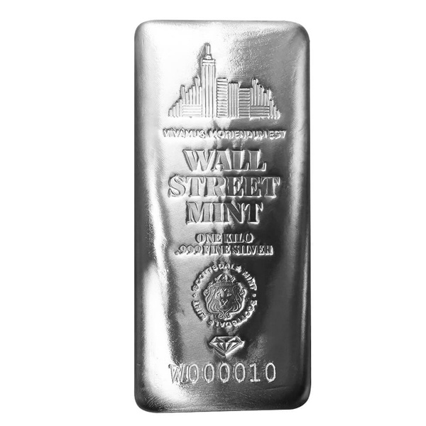 Lingote de plata Scottsdale Mint - Wall Street Mint 1000 g de plata