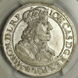 II. János Kázmér. Ort Gdańsk 1657 DL PCGS AU55
