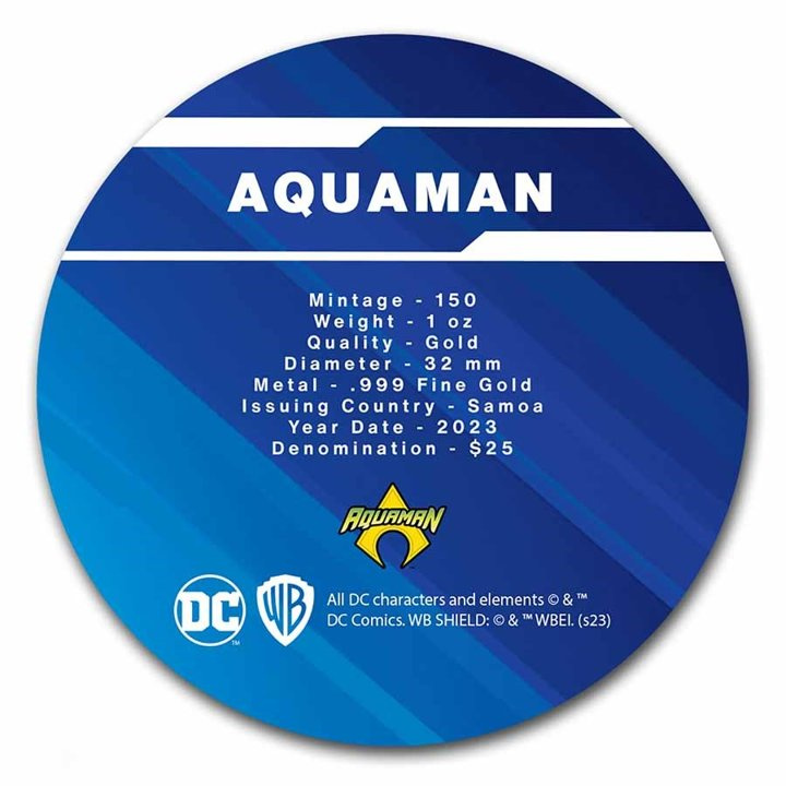 Samoa: DC Comics - Aquaman 1 oz Gold 2023 Coin