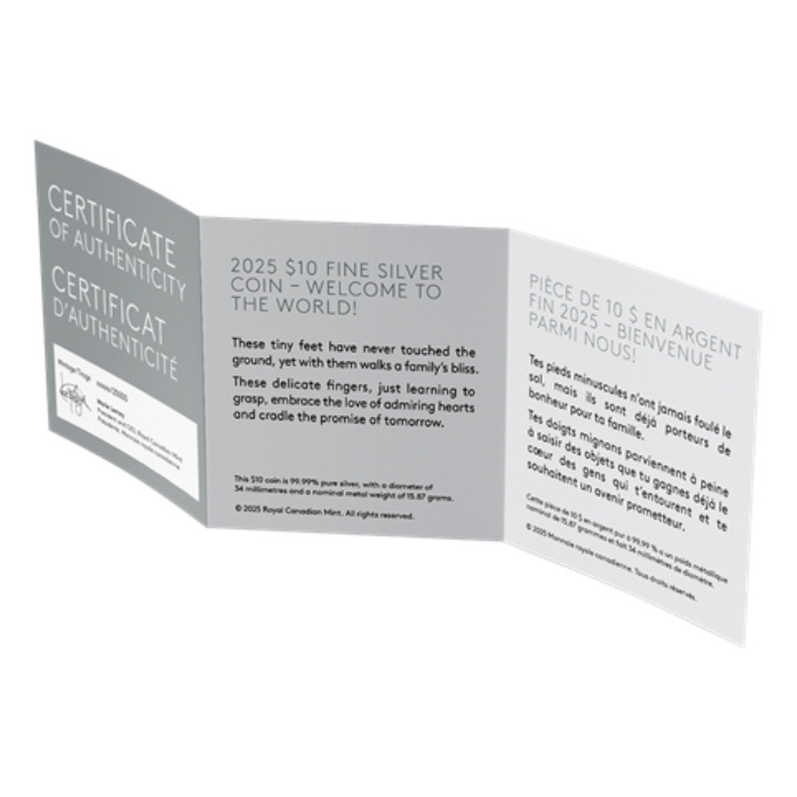 Canada: Welcome to the World $10 Srebro 2025 Reverse Proof