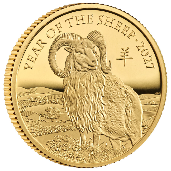 Pièce d’or The Royal Mint : Lunar - Année du Mouton 1/4 once d’or 2027 Proof