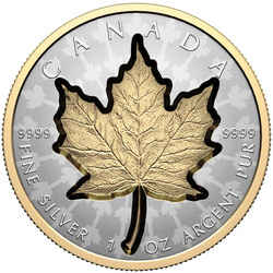 Feuille d'érable canadienne - Super Incuse plaquée or 1 once d'argent 2024 Reverse Proof