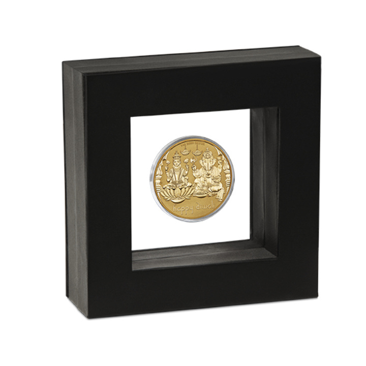 Medallón Diwali bañado en oro 1 oz Plata 2023