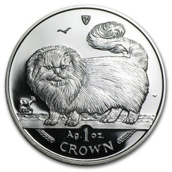 Gatos de la serie Isla de Man: Long-Haired Smoke cat 1 oz Plata 1997 Prueba