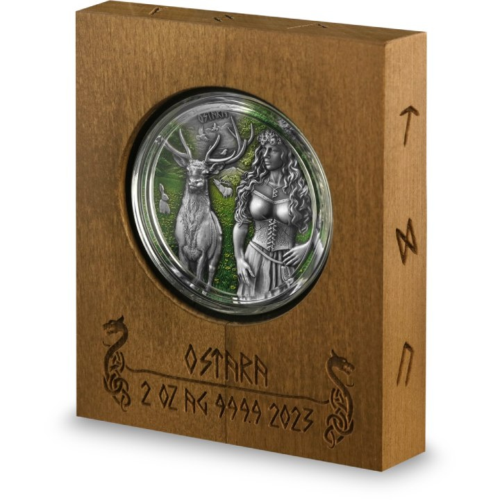 Valquirias: Ostara coloreada 2 oz Plata 2023 Ultra Alto Relieve