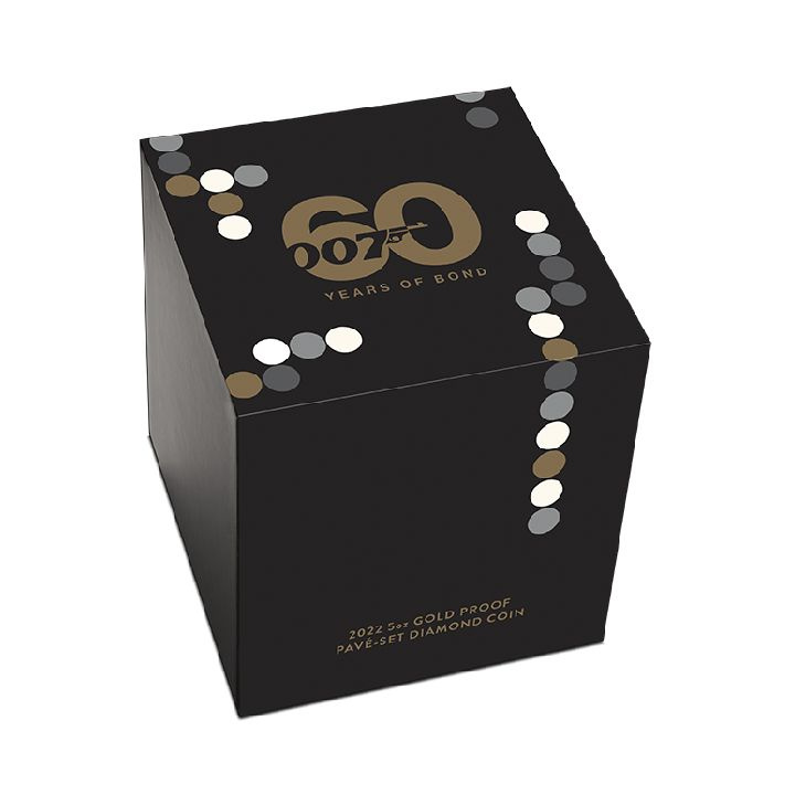 Tuvalu: James Bond 60. výročí filmu 5 uncí zlata 2022 Proof Pavé – Set Diamond