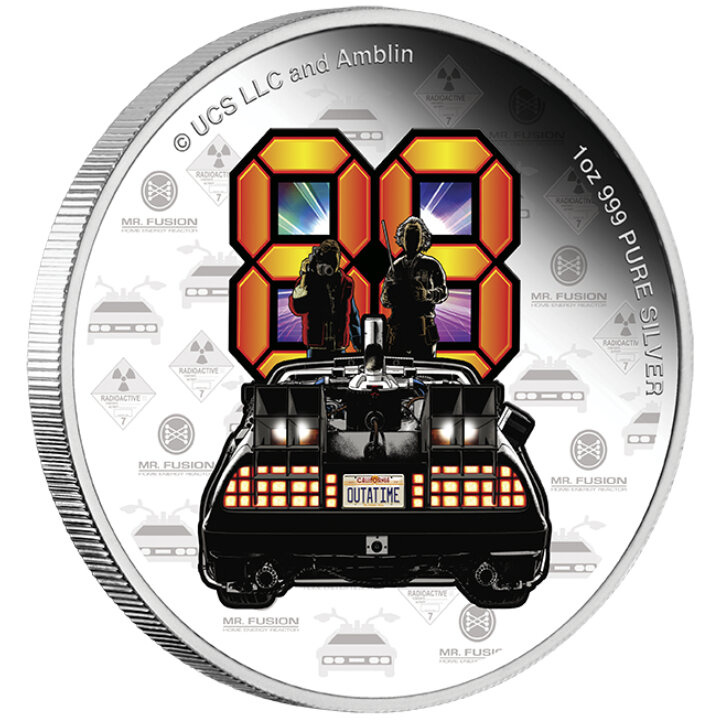 Niue: Back to the Future - 40th Anniversary kolorowany 1 uncja Srebra 2025 Proof