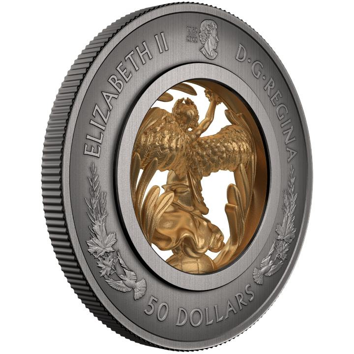 Canada: Allegory of Peace $50 Silver 2023 Gilded Antiqued Coin