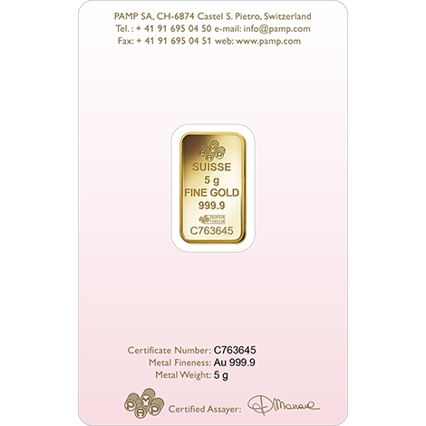 5 gram Goldbarren Pamp Suisse Love Always