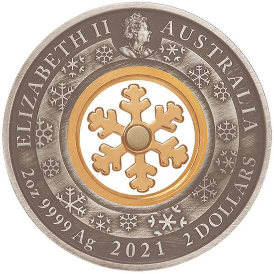 Christmas Wonderland coloured 2 oz Silver 2021 Antiqued Coin