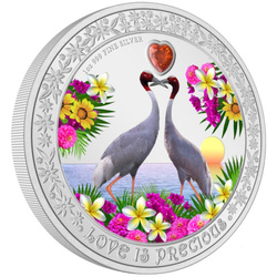 Niue: Love is Precious - Sarus Crane coloured 1 oz Silver 2024 Proof