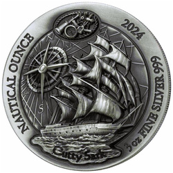 Rwanda : Nautical Ounce - Cutty Sark 3 onces d'argent 2024 Antique Finish