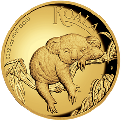 Koala 1 uncia arany 2022 Proof magas domborzat