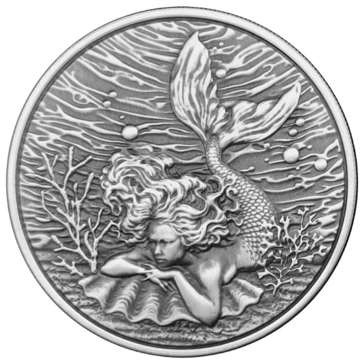 Silver Coin Mermaid Under the Sea 1 oz Silver 2026 Antiqued Coin
