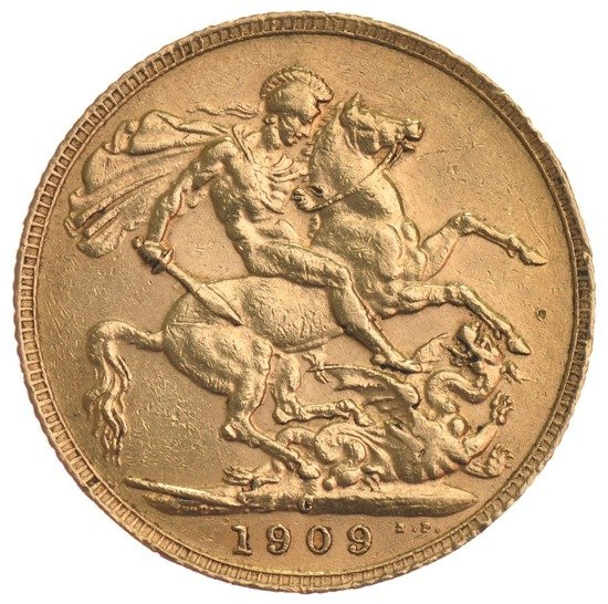 Souverain en or - Roi Édouard VII Grande-Bretagne Souverain en or 1909