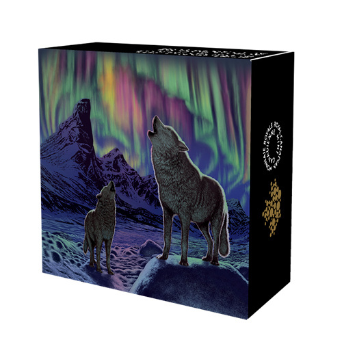 Canada : Aurores boréales au clair de lune 2 onces Argent 2016 Glow-in-the-Dark Proof
