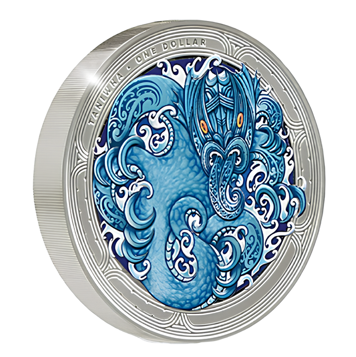 New Zealand: Water Taniwha coloured 1 oz Silver 2025 Proof Coin