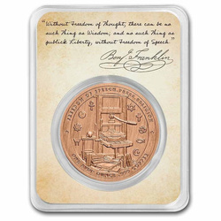 Fundadores de la Libertad: Benjamin Franklin - Free Speech 1 oz Cobre 2022 Slab